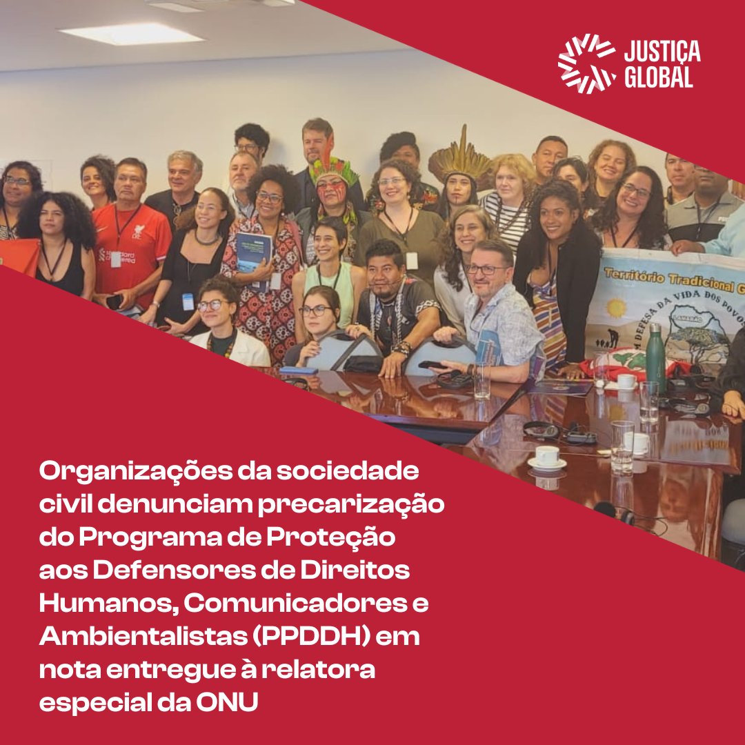 justicaglobal's tweet photo. "A política de proteção a defensoras e defensores de direitos humanos, comunicadores e ambientalistas é de fato uma prioridade do governo federal?” perguntam as organizações que fazem parte do @ComiteDDH em carta entregue à @MaryLawlorhrds. (1/2) https://t.co/cCijZhVCQd