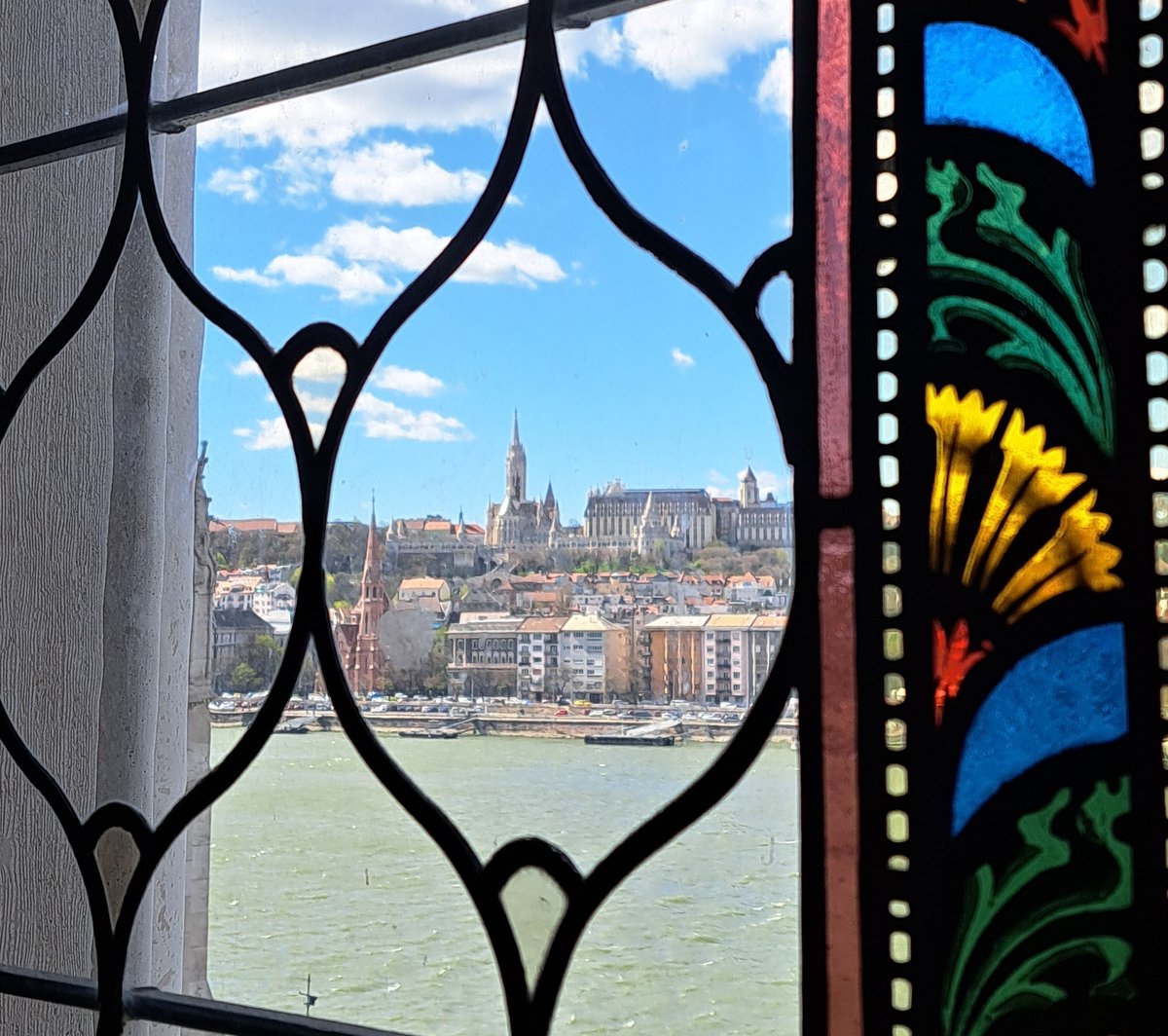 #MatthiasChurch of #Budapest seen from the Parliament's window across the Danube.