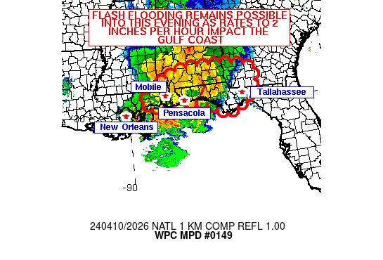 #WPC_MD 0149 affecting Central to Northeastern Gulf Coast, #gawx #flwx #alwx #mswx, wpc.ncep.noaa.gov/metwatch/metwa…