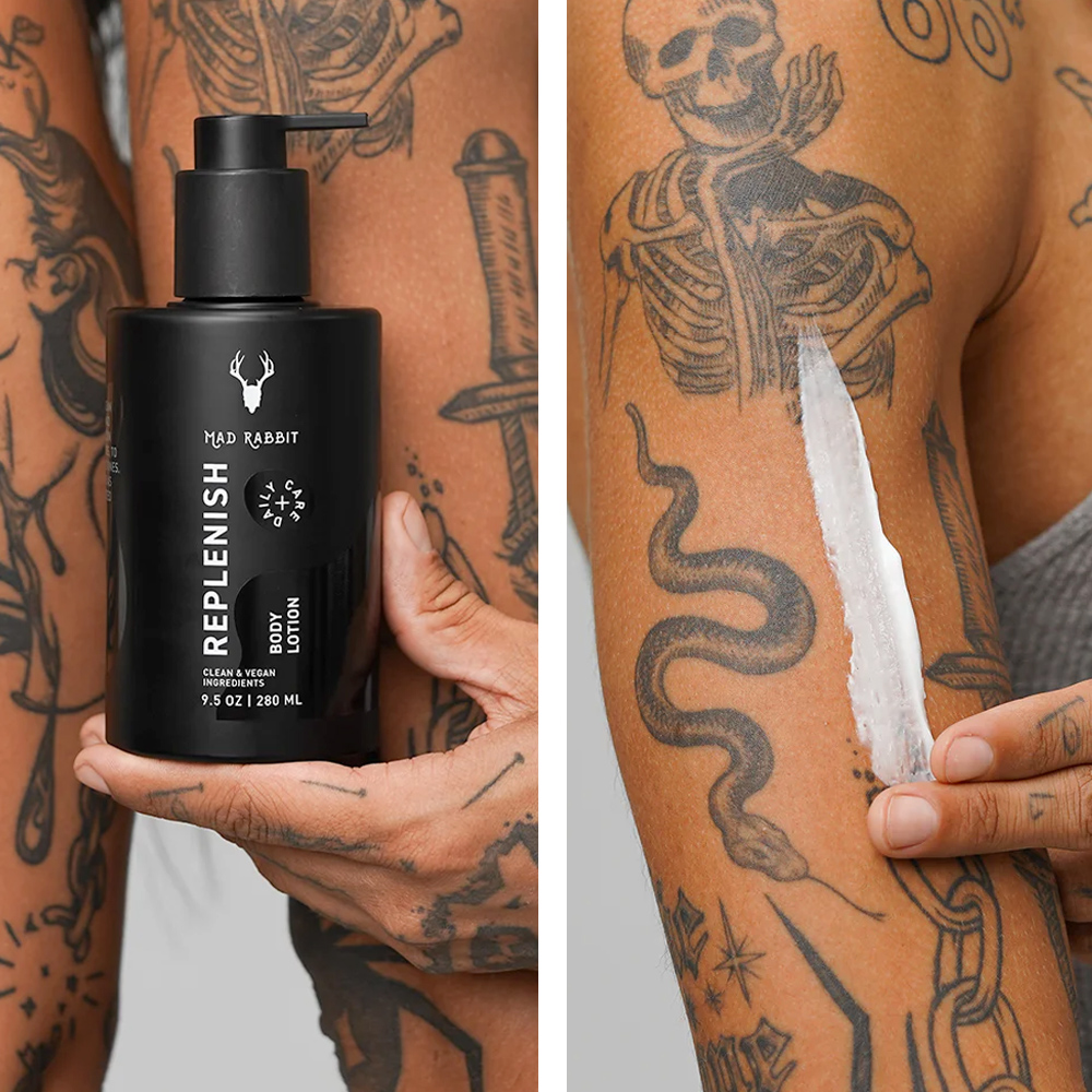 Brighten up your tattoos and promote healthy looking skin! ✨ New fragrance-free tattoo body lotion. Provides lightweight, long-lasting hydration. Plant oils and butters, lock in hydration and restores moisture to the skin. Shop online or pick it up at the shop!
