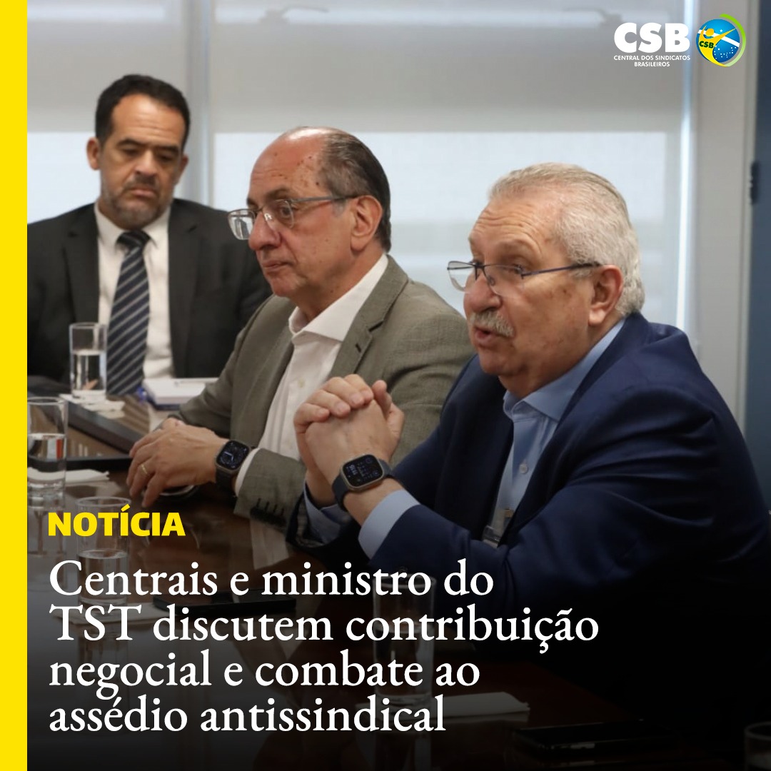 Os presidentes da CSB, CUT, Força Sindical e UGT se reuniram com o ministro do Tribunal Superior do Trabalho Guilherme Caputo Bastos nesta terça-feira (9) em Brasília.

O assunto principal do encontro foi o Tema 935, que é a tese fixada no ano passado pelo Supremo Tribunal