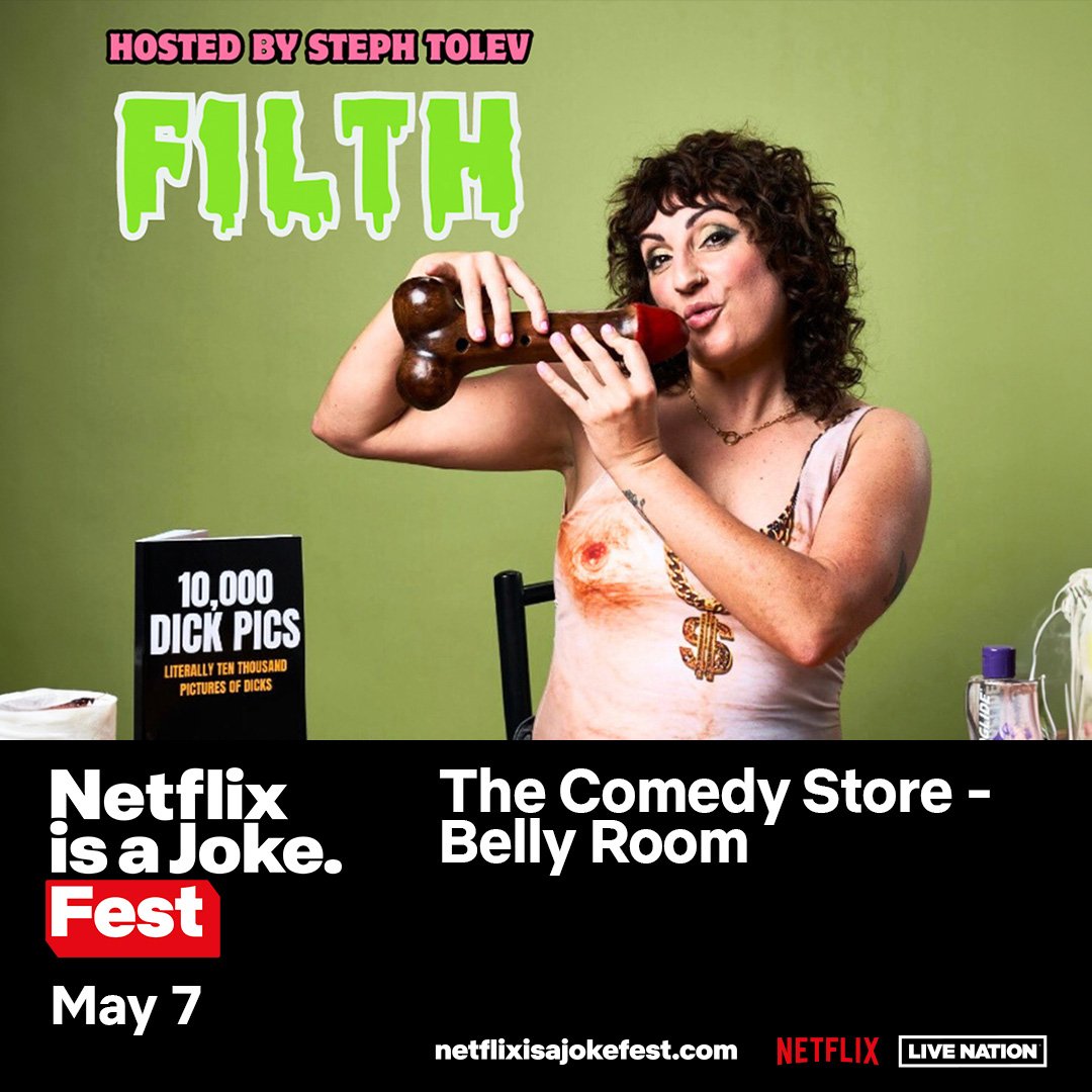 You have two chances to see @StephTolev during @NetflixIsAJoke Festival! May 2nd Steph Takes Over the Main Room! showclix.com/event/steph-ma… May 7th Filth with guests @NikkiGlaser and @HeatherMcMahan showclix.com/event/filth-ma… #thecomedystore