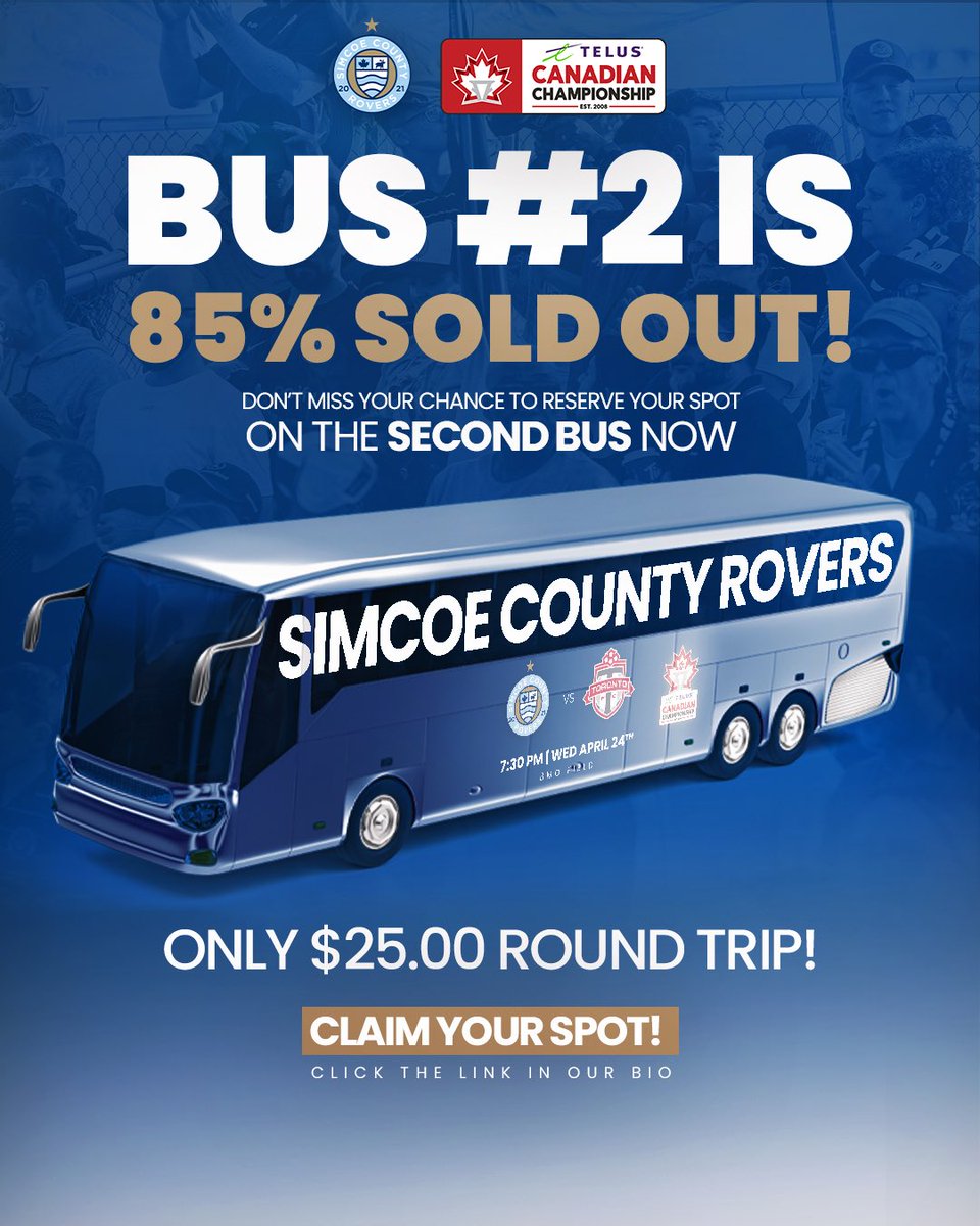 BUS #2 IS 85% SOLD OUT! ⏳ Don’t miss your chance to reserve your spot on the second bus now! 🚌 Register am.ticketmaster.com/tfc/promotiona… This is your chance to witness history! 🫡 #SCRFC #ThePeopleAreTheCounty #CanChamps #TFClive