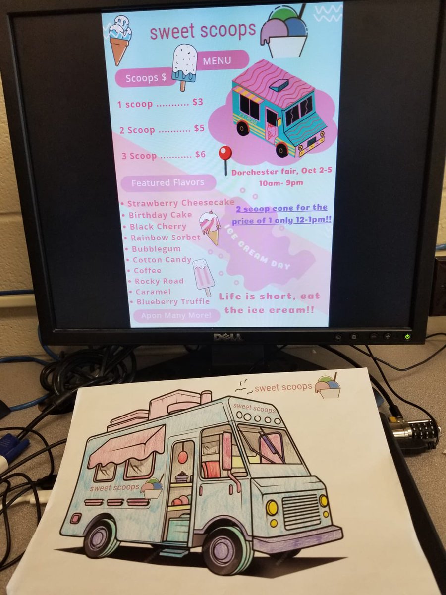 The BMI3C marketing class presented their food trucks to investors (their classmates) today & came up with the top 4 investment opportunities: #1 Sydney M (Sweet Scoops) #2 Cooper M (Big Beefy Burgers) Tied for #3 Ella C (Ella's Donuts) & Seth M (Smokey the Bear) 👍