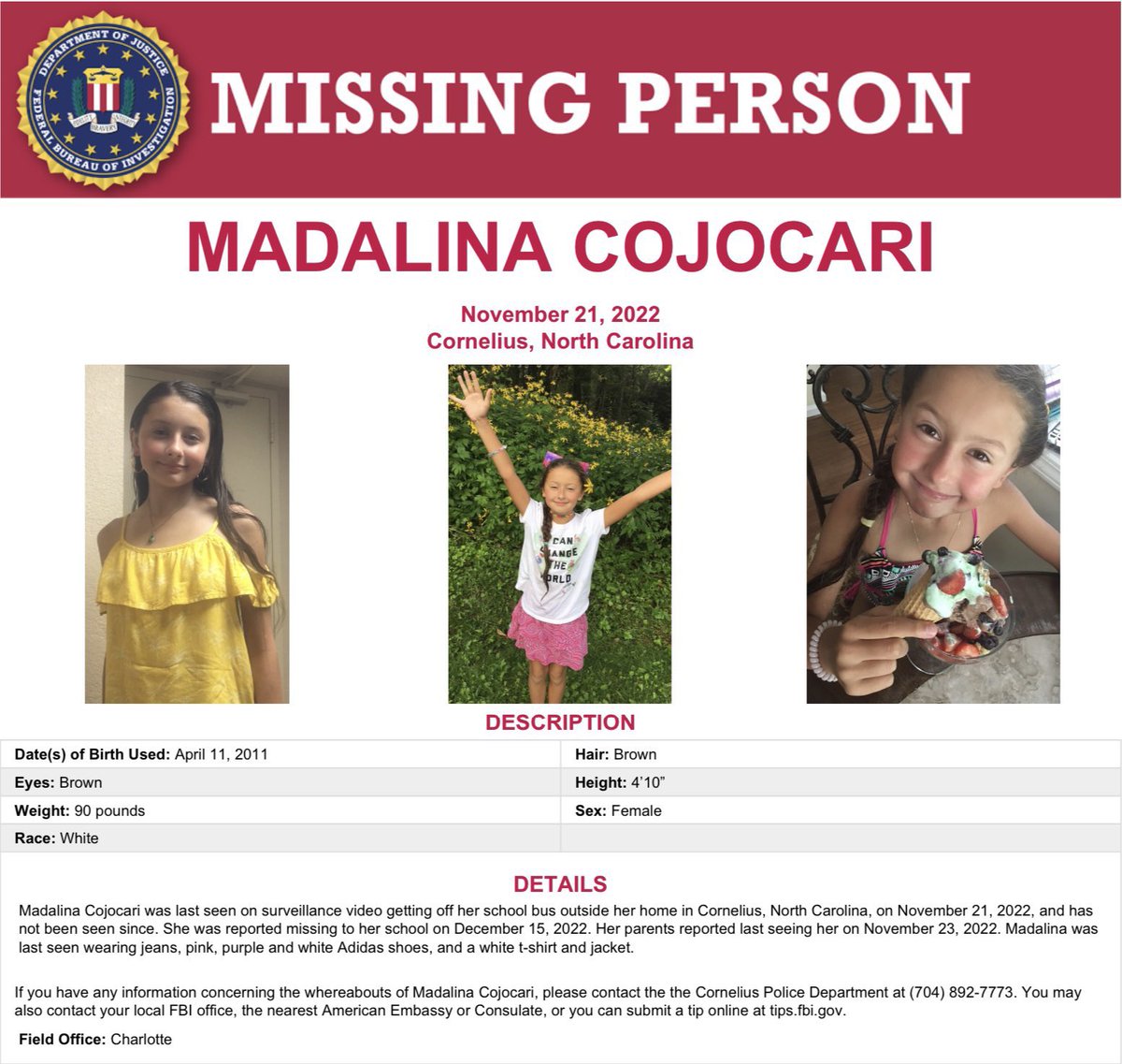 #MadalinaCojocari is still #missing. ‼️#NorthCarolina #MissingChild