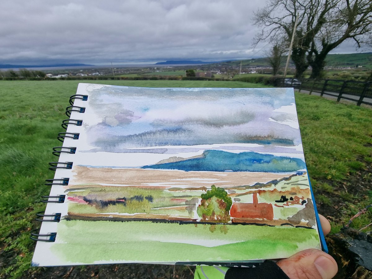 In breezy conditions with a fence as my easel I sketched the escarpment above Castlerock

mallettspallette.co.uk