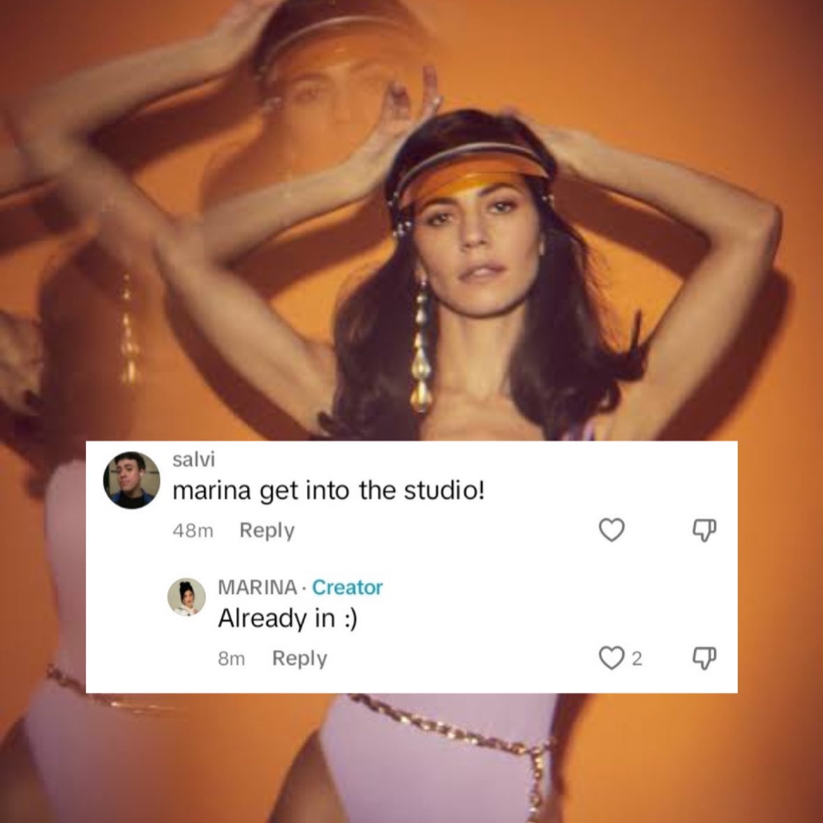 Fã: “Marina, vá pro estúdio!” Marina: “Já estou :)”