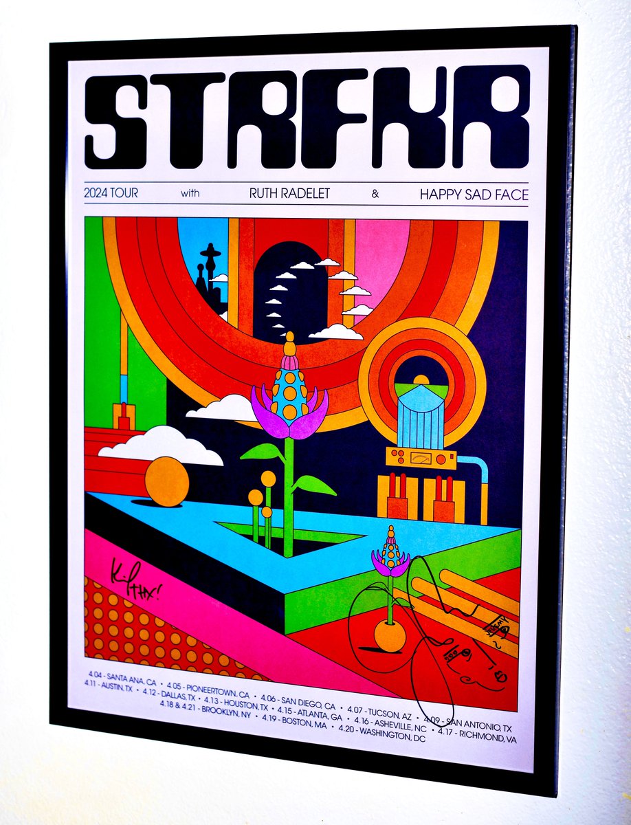 Here’s a poster I brought back from STRFKR’s show with Ruth Radelet at Santa Ana’s The Observatory last week, signed by STRFKR’s Keil Corcoran and Joshua Hodges (who also drew a face). Great concert! #poster #signedposter #autograph #autographs #keilcorcoran #joshuahodges #strfkr