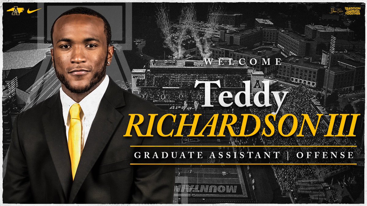 #AppNation, please welcome Teddy Richardson III as a graduate assistant for the offense! Teddy was a state-title-winning WR in Miami before playing at the FBS level and then returning to Booker T. Washington HS to coach WRs and also serve as a head track & field coach. #GoApp