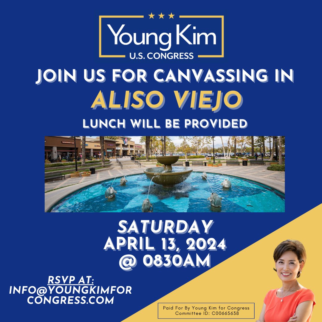 Join #TeamYoung this Saturday as we canvass in #AlisoViejo! #CA40 🇺🇸⛲🏠