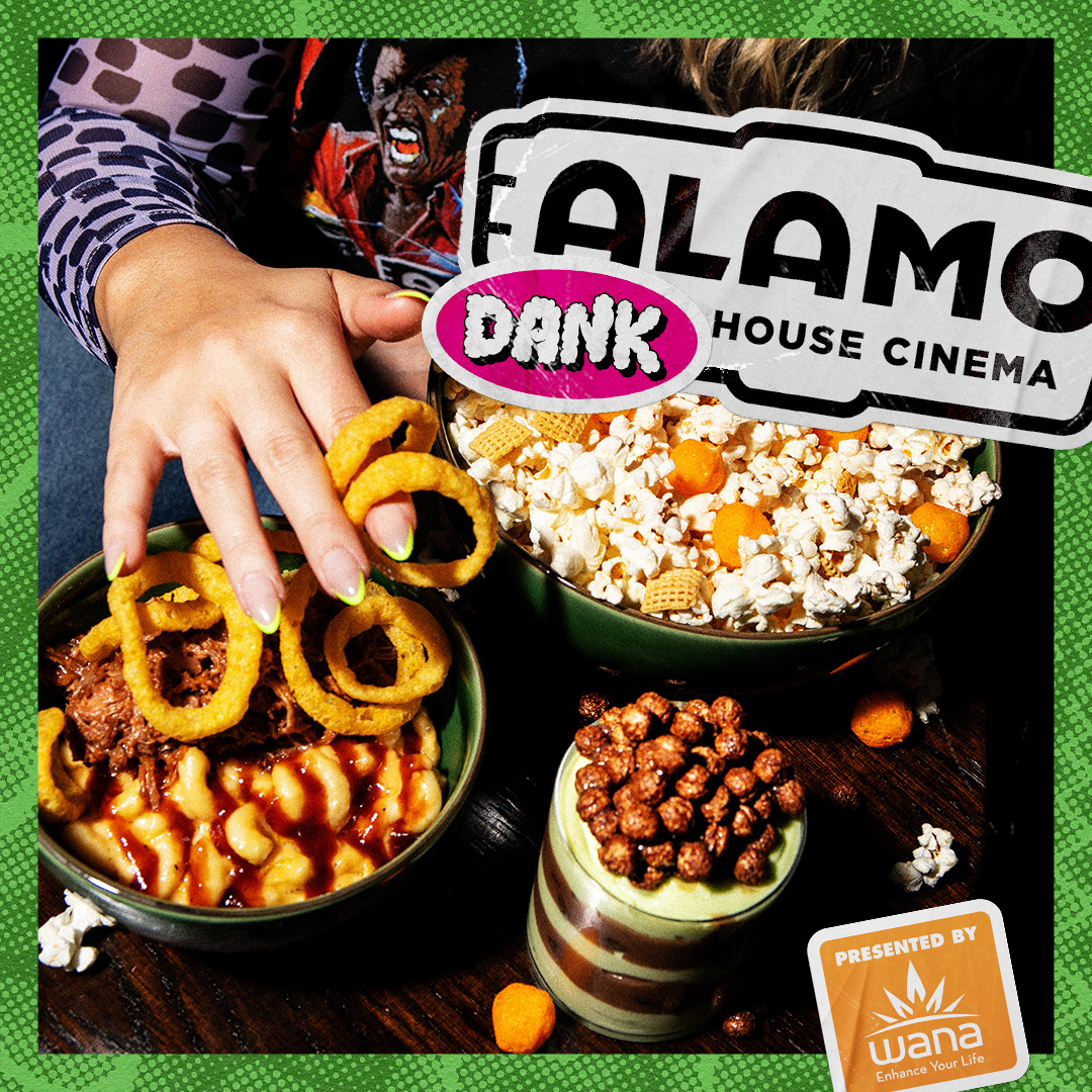 In need of a 4/20 plan? We've got you covered with our Alamo Dankhouse Feast. Join us for a decadent three-course meal and stoner classic INHERENT VICE. Presented by Wana Brands. Get tickets: bit.ly/4aOaOZR.