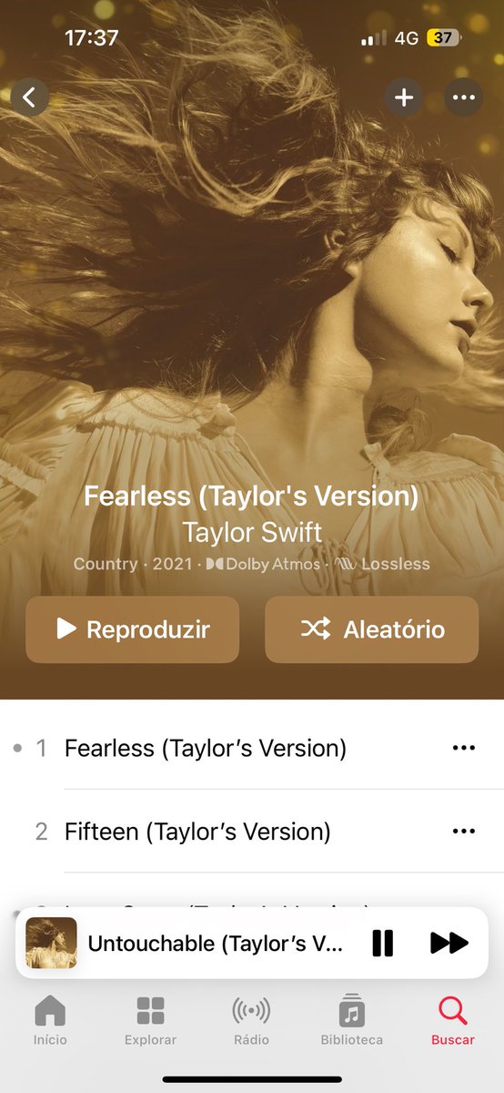 treininho de hoje ao som de Fearless (Taylor’s Version) #fearlessTV 🏋️‍♀️🎧