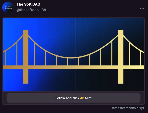 SoftProtocol's tweet photo. New free mint open on the purple app ๐ฃ๐ต
#getsoftgetbased https://t.co/wAidtnL1CH