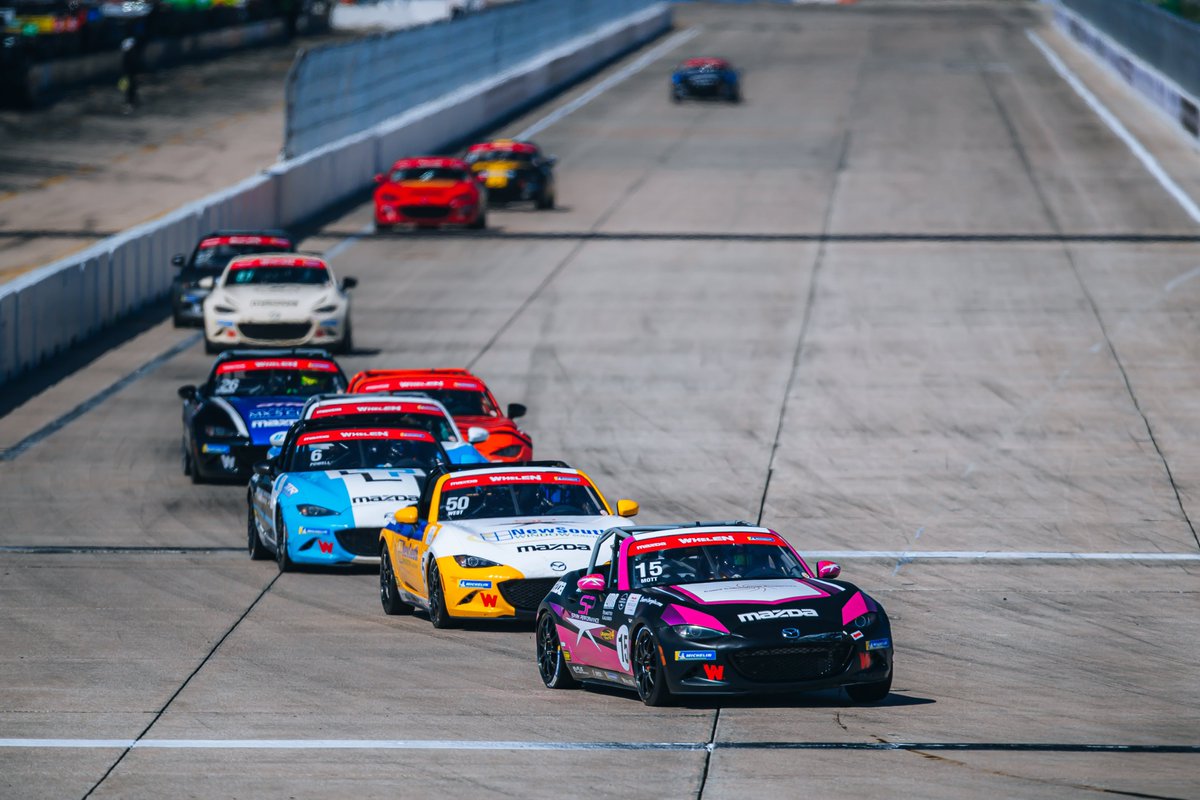 One month from today, the stars of @MazdaMX5Cup are on-track @WeatherTechRcwy to kick off Rounds 5 and 6 of 2024. Sally Mott is up to 20th in the championship and looking to keep her positive momentum from @sebringraceway going! #MX5 #MX5Cup 📸 Ignite Media