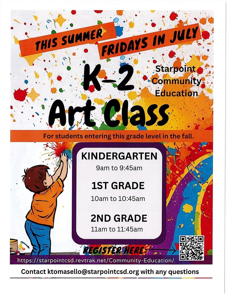 Summer Art classes for Grades K-2