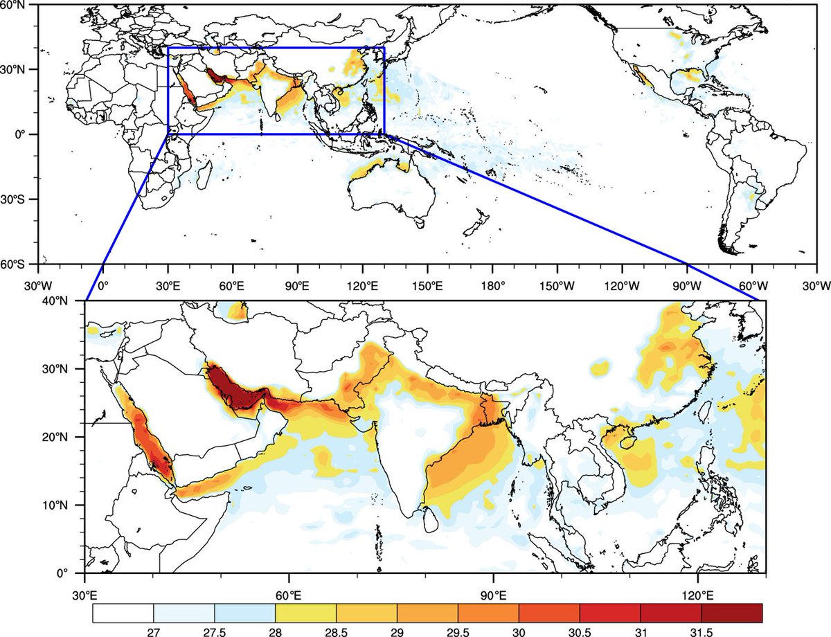 'The most intense hazard from extreme future heat waves is concentrated around densely populated agricultural regions of the Ganges and Indus river basins. #Climate change, without mitigation, presents a serious and unique risk in South Asia'