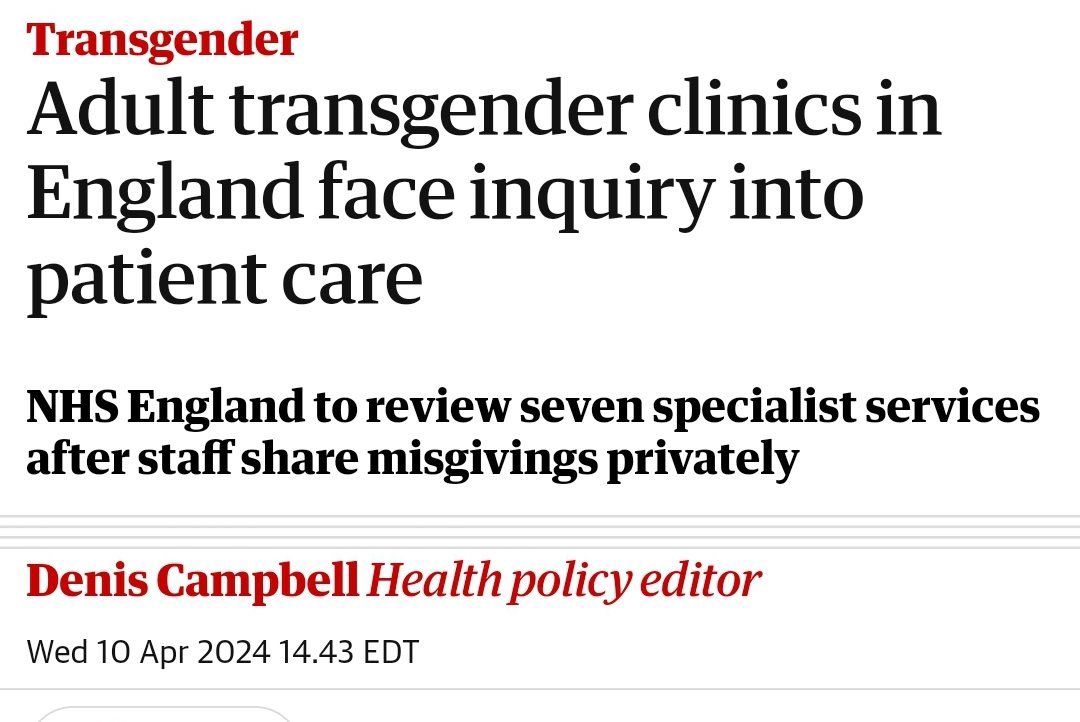 Immediately following the release of the Cass Review, NHS England has announced it will now investigate Adult Transgender Health Care. This is not, and has never been, about children. The NHS is going to attempt to ban adult transgender healthcare,