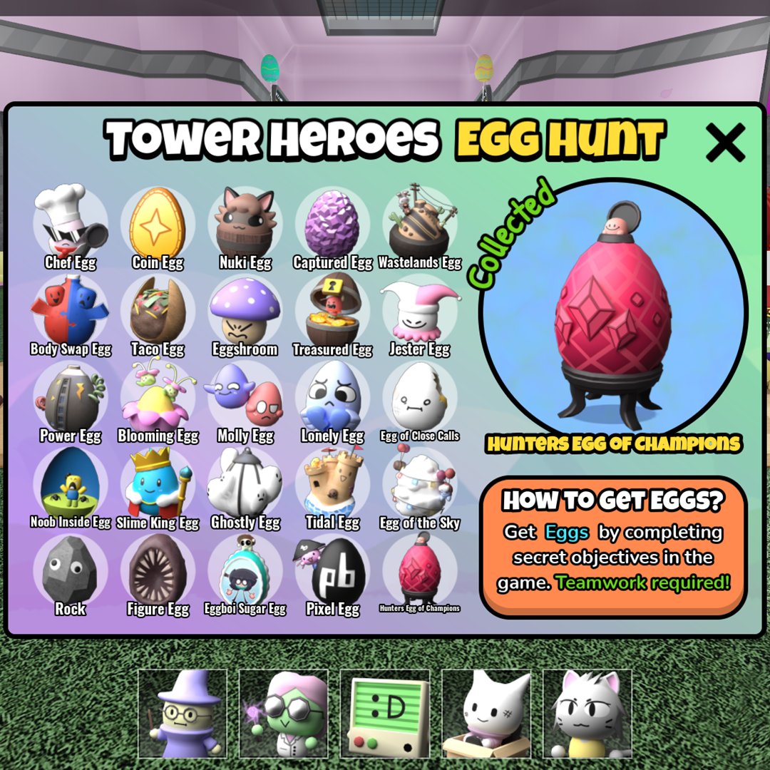 Did you complete the Tower Heroes Egg Hunt? I finished it after getting help from friends and video creators. Thank you very much! roblox.com/games/46464777… #TowerHeroes #Roblox