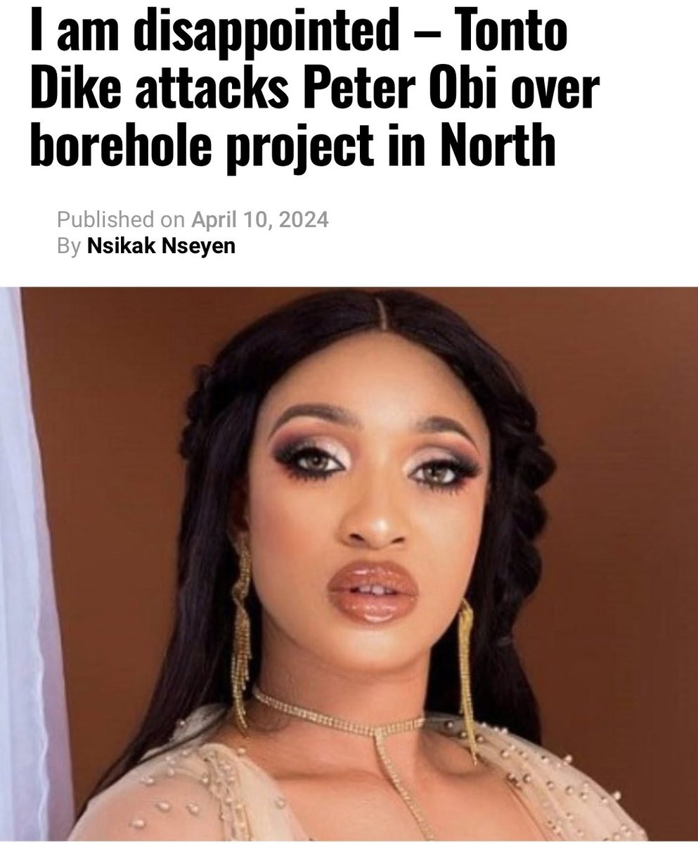 See mumu I am disappointed – Tonto Dike attacks Peter Obi over borehole project in North Nollywood actress Tonto Dikeh has criticised Peter Obi, the Labour Party (LP) presidential candidate in the 2023 election, over the quality of boreholes donated to some communities in…