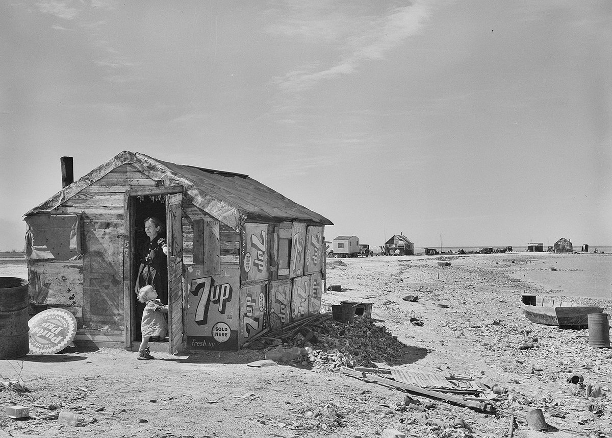 Shack of a war veteran with a view of Nueces Bay in Corpus Christi, 1939. Another outstanding Russell Lee photo!