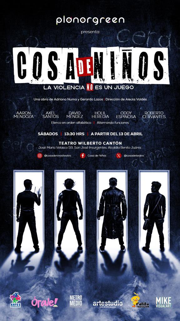 A todas mis amistades del mundo real y virtual les extiendo una cordial invitación para que asistan a la reposición de nuestra obra estandarte en el combate a las violencias <a href="/Cosadeteatro/">Cosa de Niños</a> los sábados a las 13:30 horas en el <a href="/WilbertoCanton/">Teatro SOGEM Wilberto Cantón</a> #TeatroMexicano #CulturaDePaz