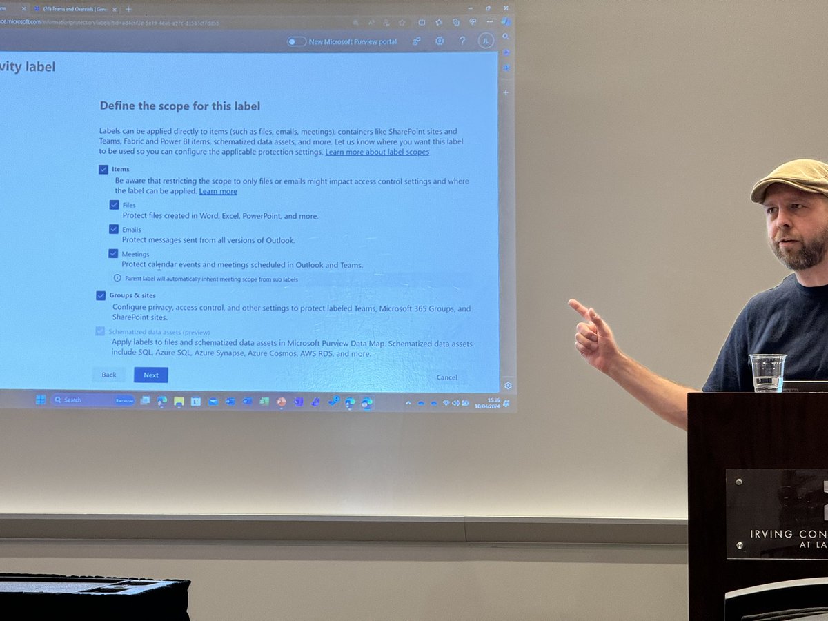 SasaKranjac's tweet image. Explaining how labelling and classifiers work in #Microsoft365 by @maarteneekels at @NACollabSummit #NACS #MicrosoftPurview #compliance #security