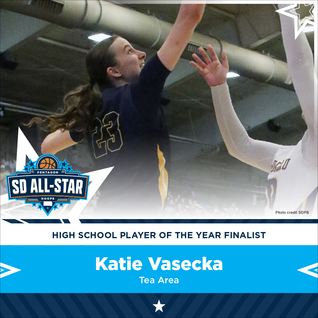 3rd nominee for ⭐ SD All-Star ⭐ girls player of the year:

<a href="/KatieVasecka23/">Katie Vasecka</a>, a 6-foot-1 forward with @TeaGBB was the 2023-24 SD Gatorade Player of the Year &amp; had a career finish of 1,900 points.

The @sanfordhoops athlete will play college ball with <a href="/GoJacksWBB/">Jackrabbit WBB</a>.

#SanfordSports