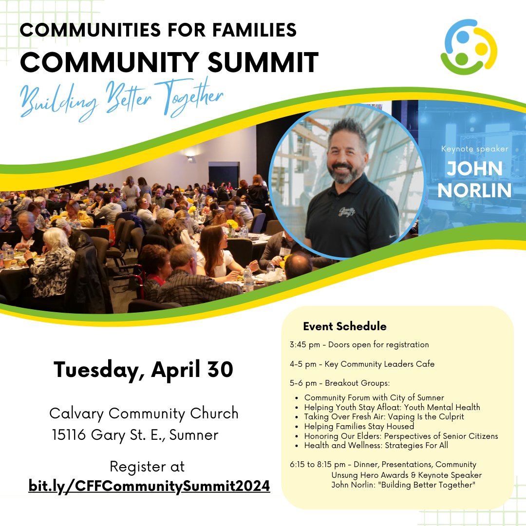 Please join us in 'Building Better Together' at the 29th Annual Community Summit on Tuesday, April 30. This is a great opportunity to get involved in the community! Register here: bit.ly/CFFCommunitySu…