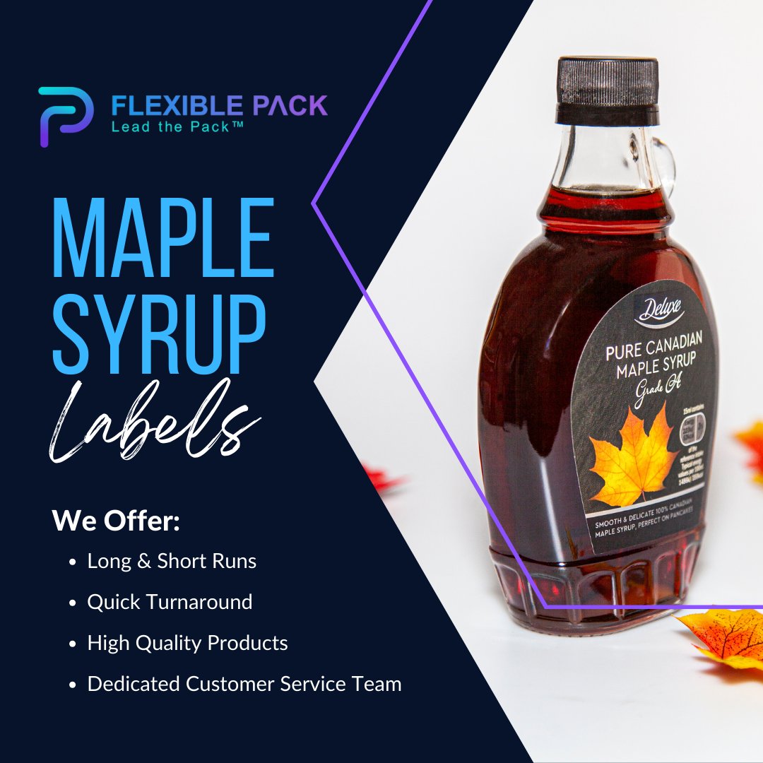 🍁✨ Dive into the sweetness of perfection with Flexible Pack's tailor-made labels for the Maple Syrup industry! 🍯

#MapleSyrup #QualityLabels #RapidTurnaround #FlexiblePack #BrandExcellence