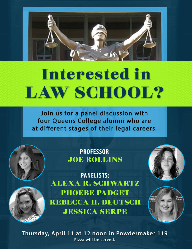 Join us for a panel discussion with QC Alumni Alexa R. Schwartz '18, Phoebe Padget '22, Rebecca Hannah Deutsch '22, and Jessica Serpe '20. Panel moderated by Professor Joe Rollins. 📅 Tomorrow, Thur. 4/11 ⏰ 12pm 📍 Powdermaker Hall 119 #QueensCollege #QC #QueensCollegeAlumni
