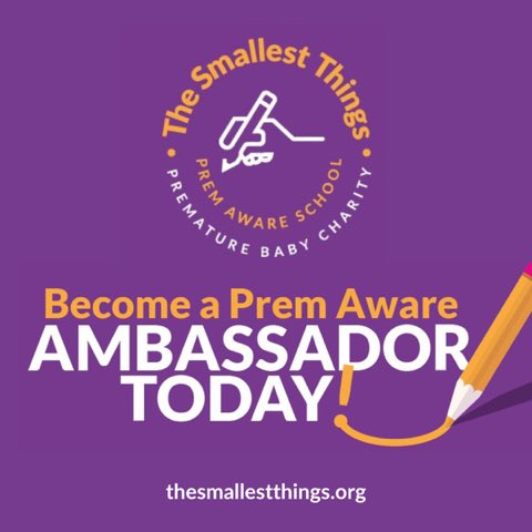 Would you like to make a difference to the lives of children born prematurely when they go to school? Here’s your chance! Join our growing team of volunteers and apply to become a Prem Aware Ambassador now! #PremAware Read more and apply here - thesmallestthings.org/prem-aware-amb…