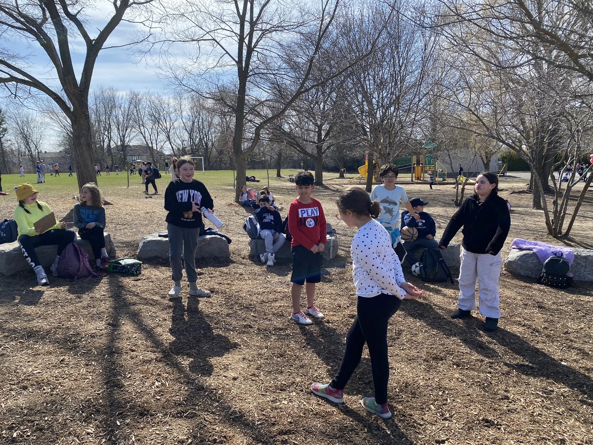 misslysack's tweet photo. We’ve been enjoying this beautiful weather by taking our learning outdoors! Yesterday, we finished our novel study so we did some journaling outside about our favourite scenes and acted them out with our classmates @StGemmaOCSB https://t.co/nA6kzHMbYW