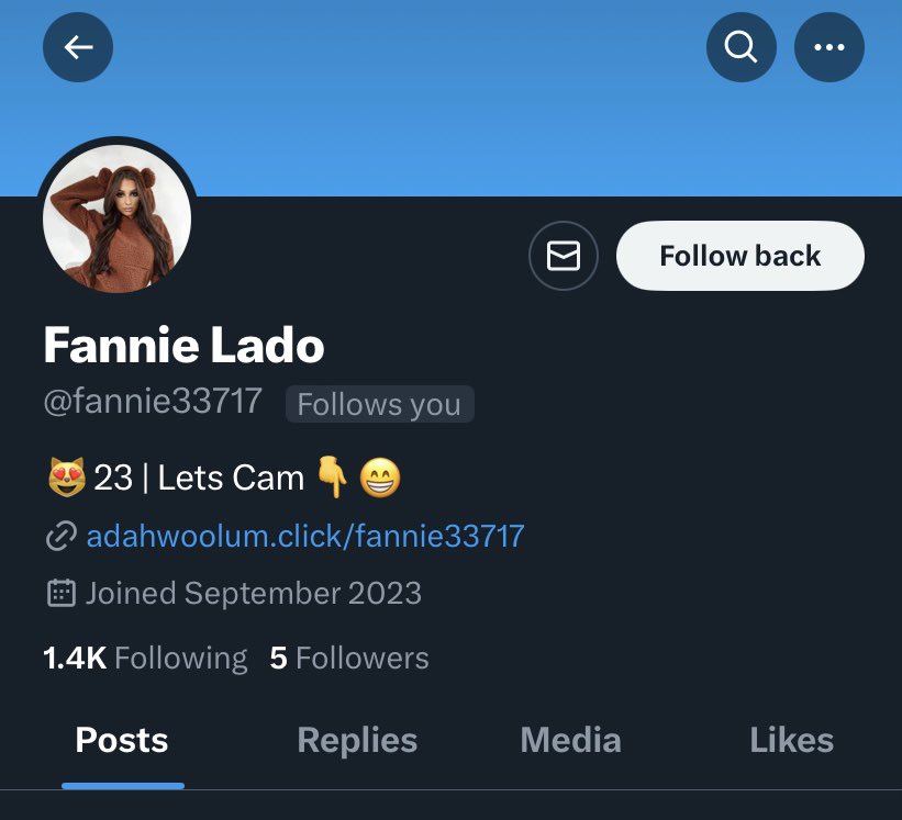 Some amount of dodgy accounts following me these days but the name this spammer picked really cracked me up. Tempted to follow back to see if I get a pm and I can take the piss out of the name.