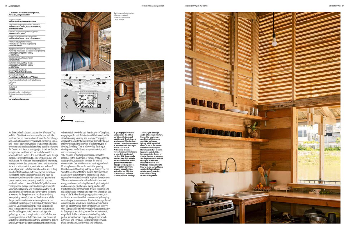 jcarlosbamba's tweet photo. La Balsanera en el N.1089 de la revista Domus @DomusWeb con la edición a cargo de Norman Foster @NormanFoster0 titulada “The Future of Home”. https://t.co/XKJYJKHjtZ