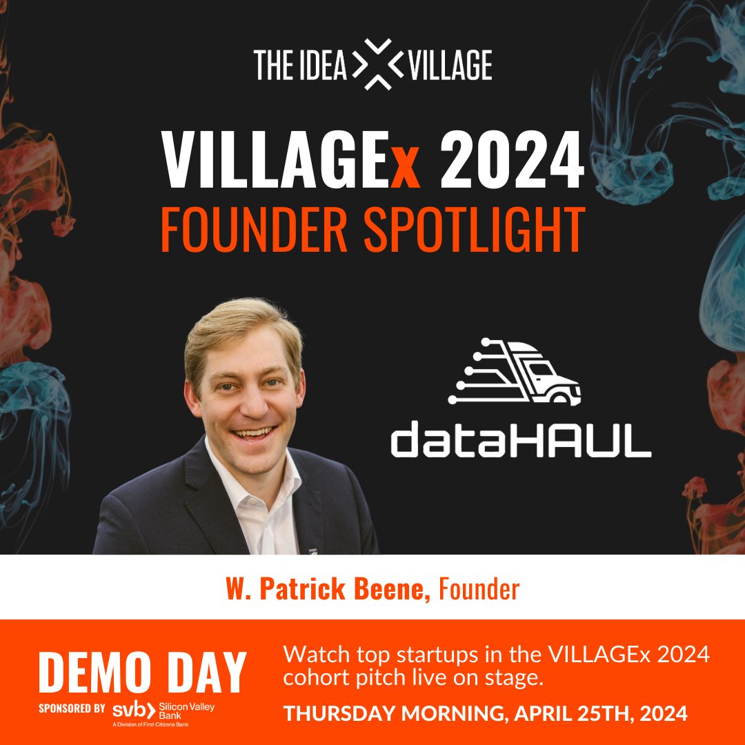 Meet W. Patrick Beene, founder of DataHAUL🚚 DataHAUL is a Trucking Analytics Software aggregating real-time data & distilling decisions down to Gross Profit per Hour, boosting profit margins for trucking companies. View the entire 2024 VILLAGEx cohort: ideavillage.org/demoday2024