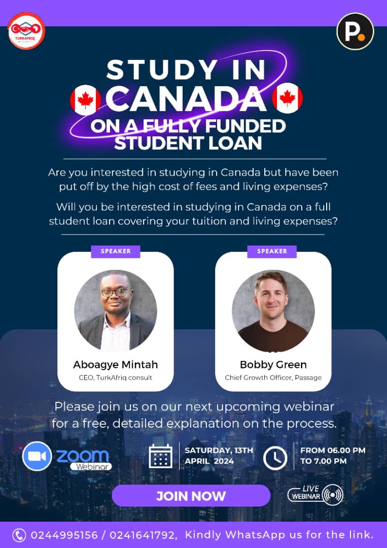 Are you interested in studying in Canada but have been frustrated by the high tuition fees and living expenses? Will you be interested in studying in Canada on a full study loan? Join us this Saturday as we discuss the most comprehensive study loan... forms.gle/PSgpMseXJa8itF…