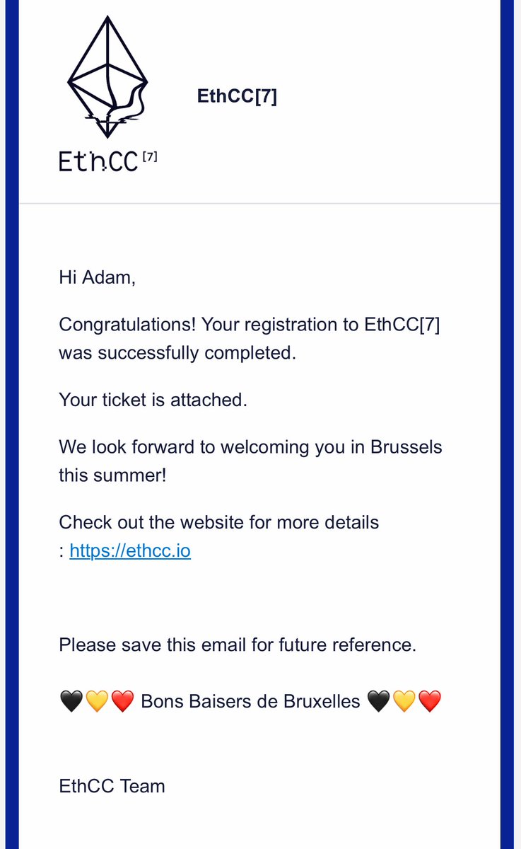 Just got my ticket for the @EthCC in Brussels this summer! ⚡️⚡️

Will I see some of my MOVE frens of @movementlabsxyz over there? 🫠