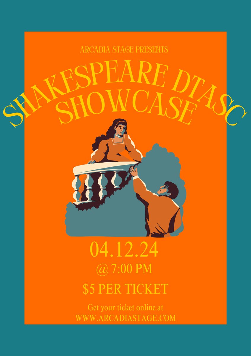 Don’t forget! This Friday at 7pm is our Shakespeare Dtasc Showcase! Our students have been working hard all semester and would love it if you came! Buy your tickets NOW at arcadiastage.com or at the door! See you there!💐🎭