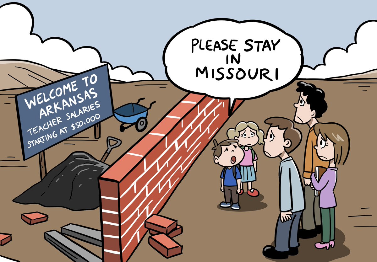 Missouri legislature #moleg patting themselves on the back because they may raise the @MoEducation teacher minimum salary to $40,000. Need to ask for some additional funding to build a wall along the southern border -of Missouri. @MASALeaders @MSTA @MissouriNEA @MOEducation
