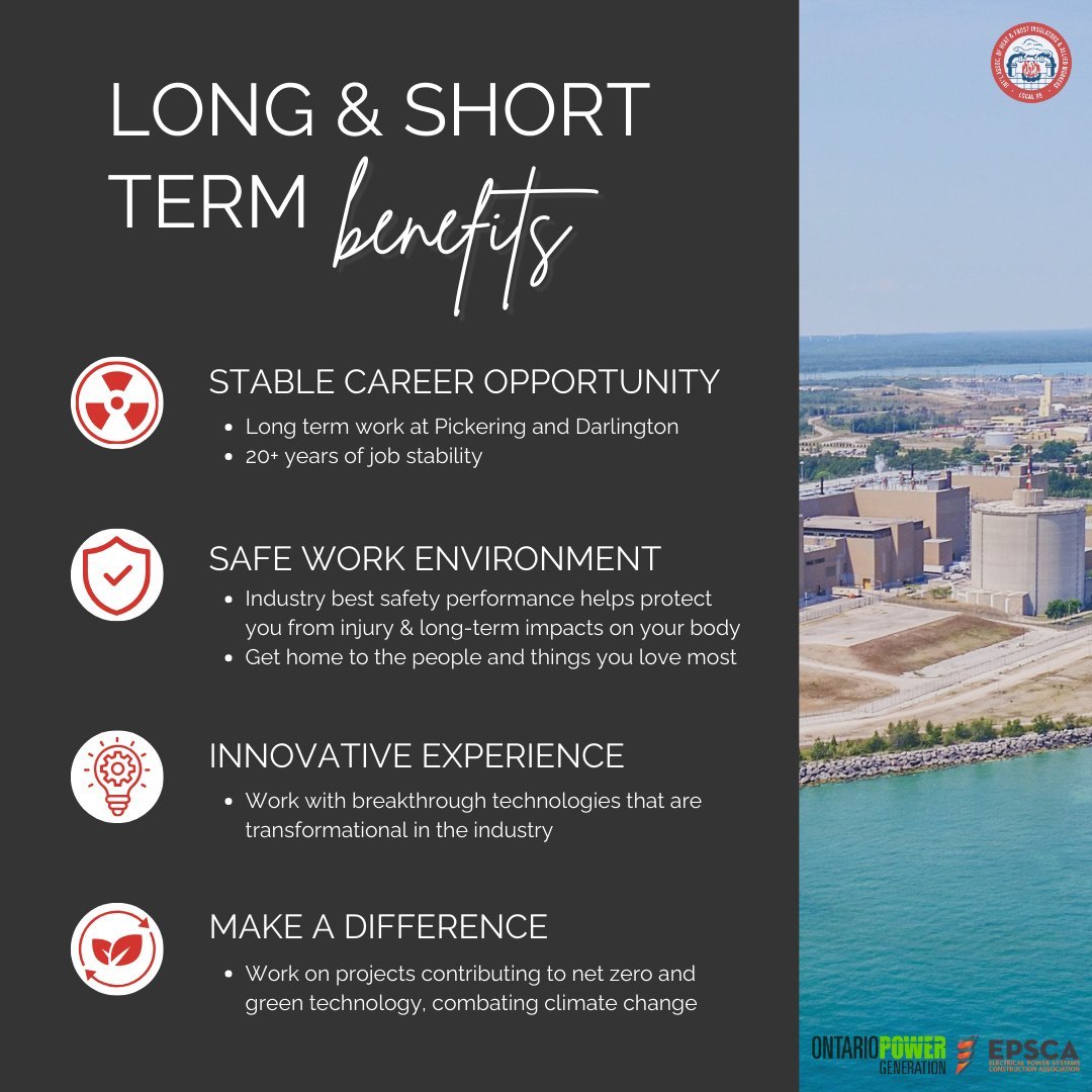 #BuildYourCareer by obtaining your #NuclearSecurityClearance! 

The #NuclearSector values safety, stability, &amp; technologies that combat climate change. Stay ahead of the curve &amp; build your skills in a safe &amp; innovative work environment.
In partnership with EPSCA Construction <a href="/opg/">Ontario Power Gen</a>