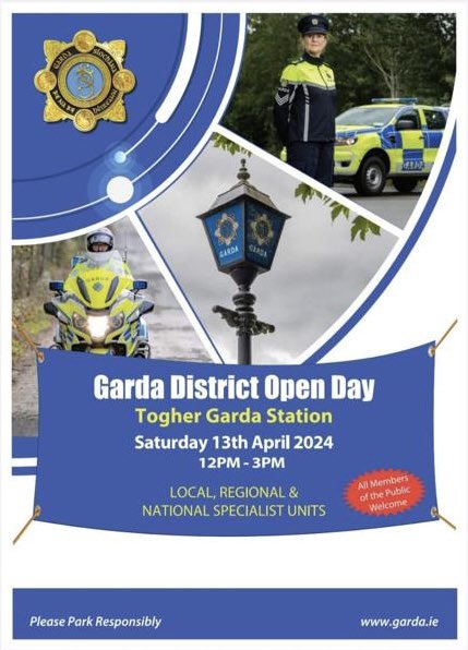 We are delighted to support Gardaí in Togher with their Open Day on Saturday, 13th April 2024. Our appliance and crew will also be in attendance, All members of the public welcome! #CorkGardaí #communityengagement #communityevent