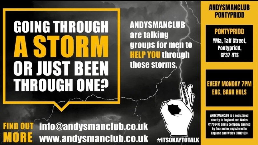 Ponty YMA every Monday 7-9. Any questions pop me a message @andysmanclubuk #ITSOKAYTOTALK