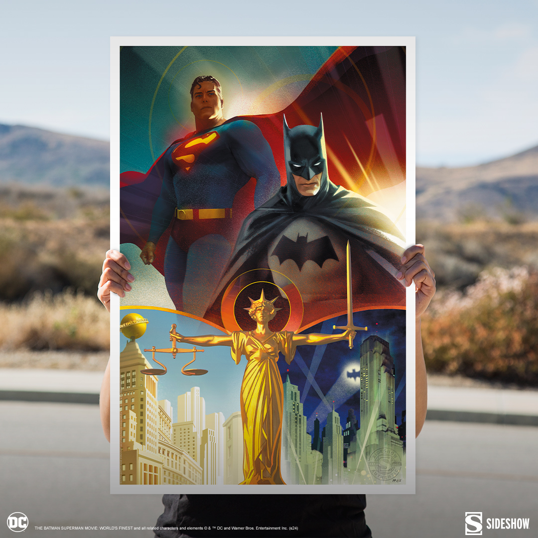side.show/w209m Both Metropolis and Gotham City are under vigilant eyes in Batman & Superman: World's Finest Fine Art Print by Joshua Middleton. This striking DC art is available for pre-order NOW in limited editions of 300 on paper and 75 on canvas. #DC #Art