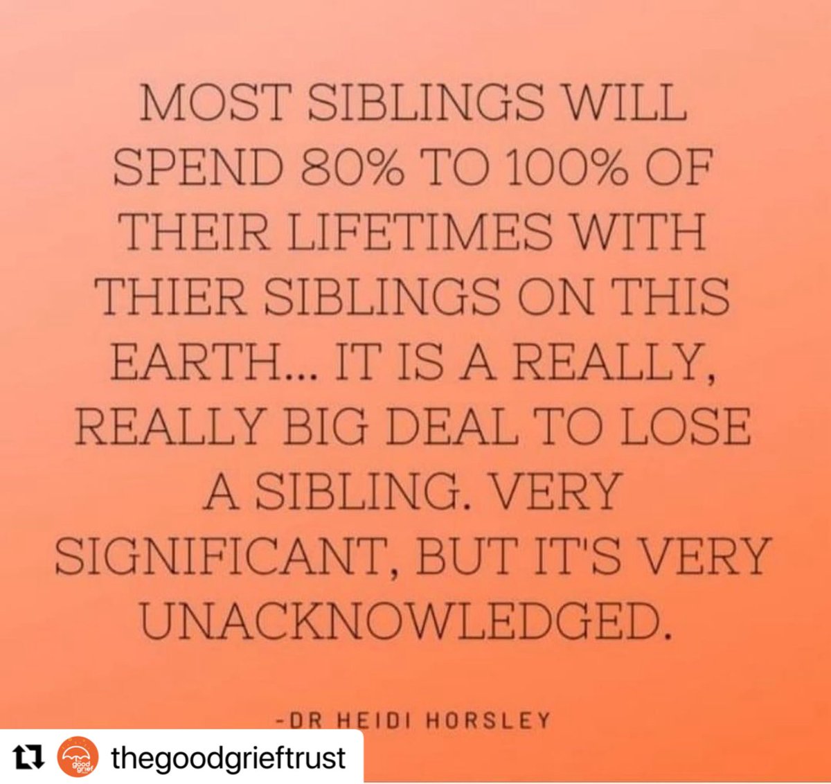 Part of you dies when a sibling dies. Thinking of all the other bereaved siblings out there. #SiblingLoss 💔