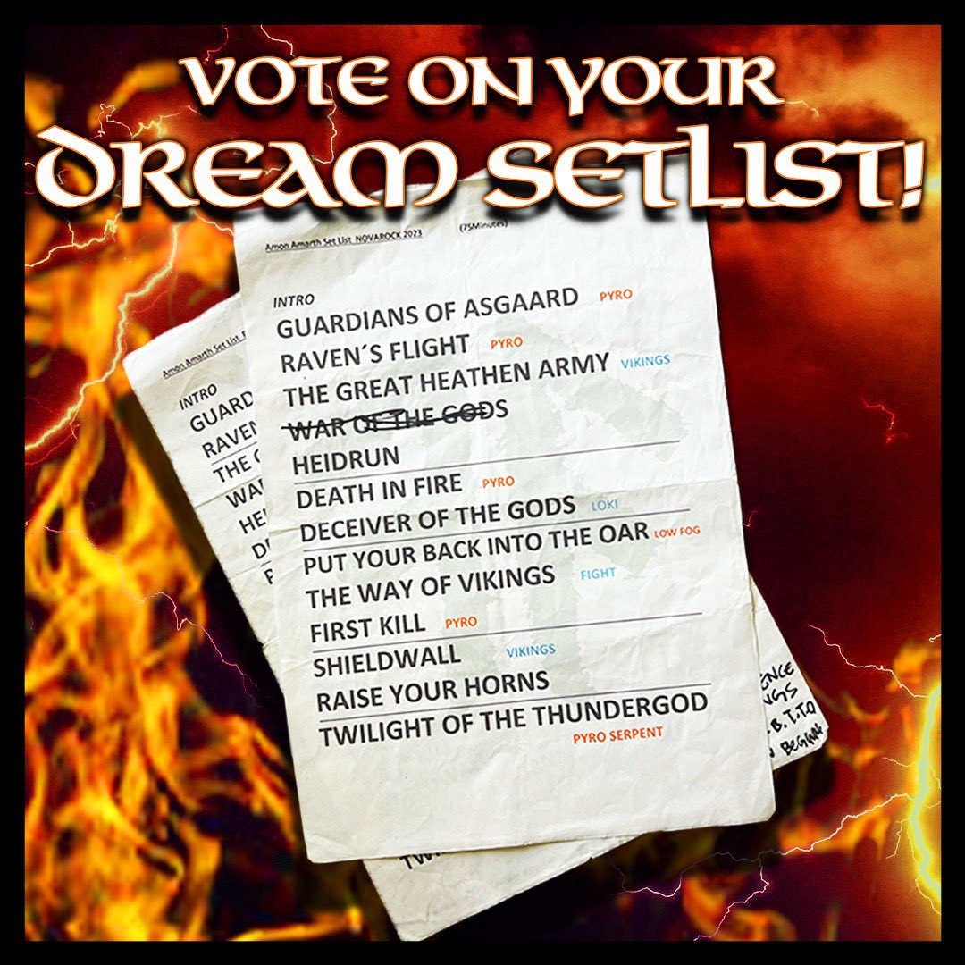 Time is running out to submit your dream setlist, Vikings! Tell us which songs you want to hear on the Metal Crushes All Tour for a chance to win 2 tickets to the show of your choice 🔥 Contest ends Friday, may luck be in your favor! bit.ly/amonamarth-dre…