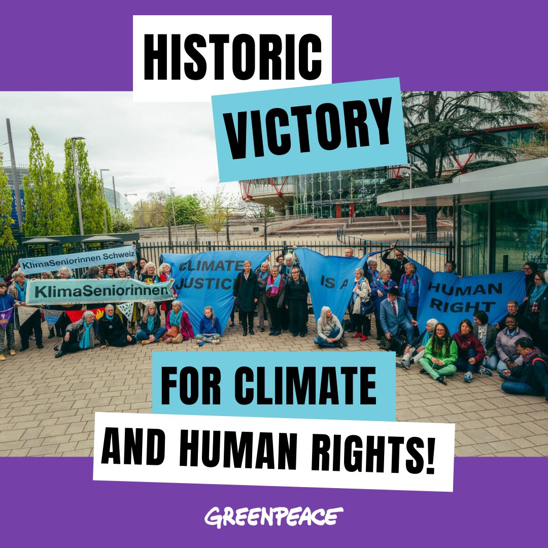 VICTORY! 👏💚 The Swiss Senior Women for Climate Protection took action against Switzerland for violating their human rights by failing to set sufficient climate targets, and yesterday they won a historic victory at the European Court of Human Rights 👵🧓👩‍🦳 #ClimateJustice