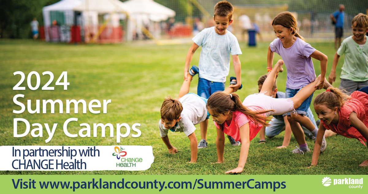 Thinking ahead to summer? ☀️ Sign the kids up for our Summer Day Camps for a fun week full of summer activities, games, challenges and crafts. Visit parklandcounty.com/SummerCamps to view dates, locations and to register.