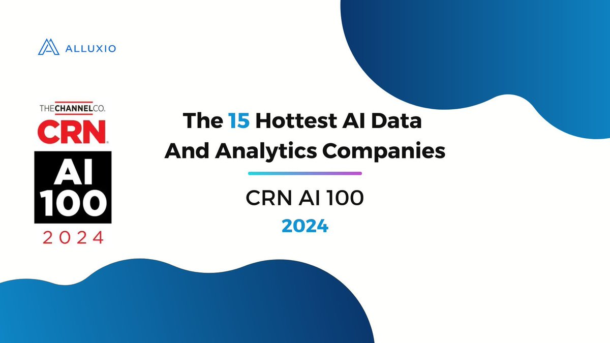 Alluxio has been named one of the 15 Hottest AI and Analytics Companies, part of the inaugural #CRNAI100 list. In this article, CRN introduced 15 companies that are playing an outsized role in #AI today. Read to Learn More: buff.ly/4cPKVuq