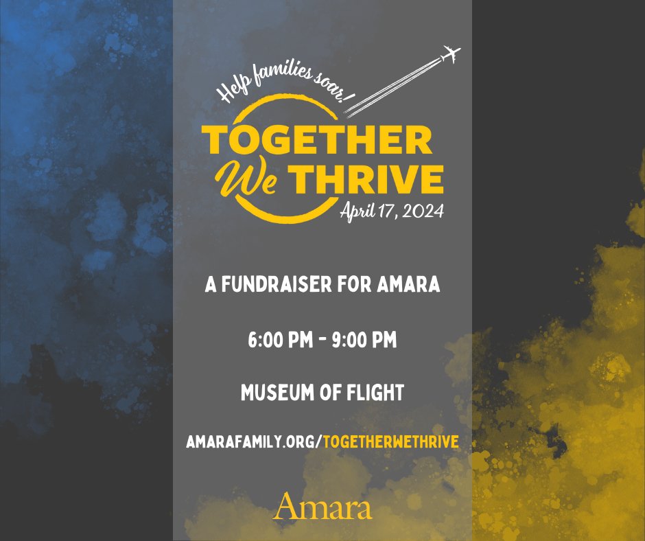 There’s still time! Don’t miss a chance to support Amara & hear David Ambroz’s message of hope at this year’s Together We Thrive on Wednesday, April 17 at the Museum of Flight. Visit amarafamily.org/togetherwethri… to get your tickets to this inspiring event!
#fostercare #childwelfare