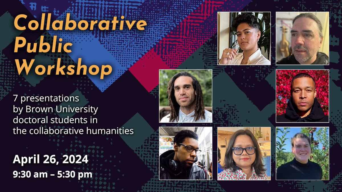 Come celebrate the innovative and timely work of 7 @BrownUniversity Ph.D. candidates at the 2024 Collaborative Public Workshop. April 26, 9:30 am – 5:30 pm in Pembroke Hall. Schedule: bit.ly/4axbvqv @BrownUResearch